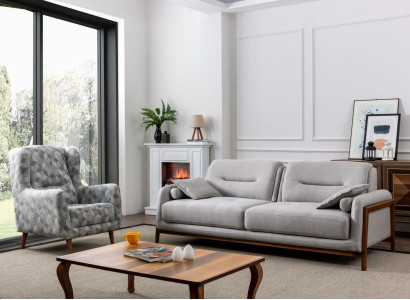 Set 2 pcs Living room Sofa set Three-seater Sofa Modern Armchair Textile